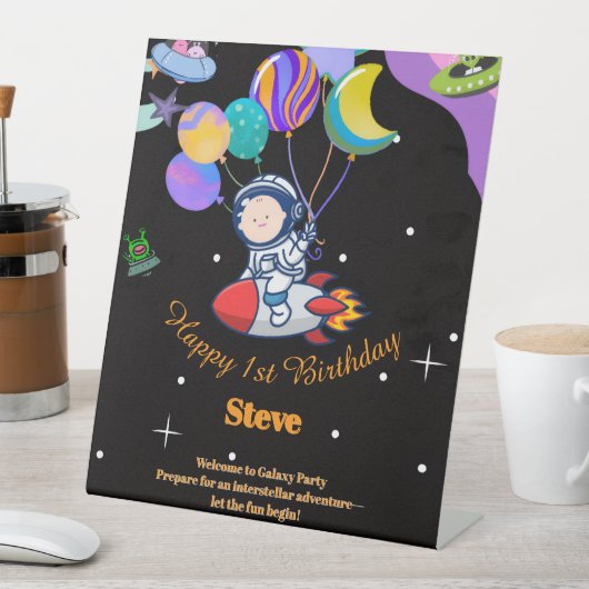 Space Birthday Party Theme Reclamebord Met Voetstuk (Insitu)