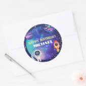 Space Birthday Ronde Sticker (Envelop)