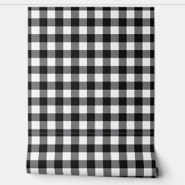 Space Black Gingham Check Buffalo Plaid Behang