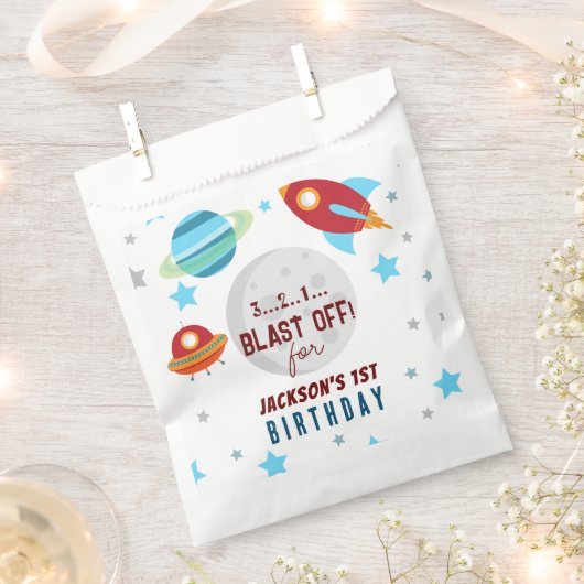 Space Blast Off 1e verjaardag Bedankzakje (Geknipt)