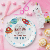 Space Blast Off 3e verjaardag Papieren Bordje (Feest)
