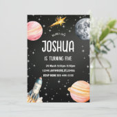 Space Blast off Party uitnodiging (Staand voorkant)