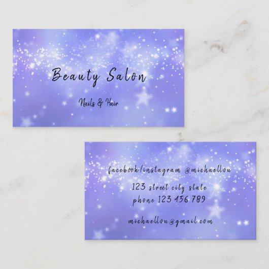 Space Blue Cosmic Stars Visitekaartje (Voorkant / Achterkant)