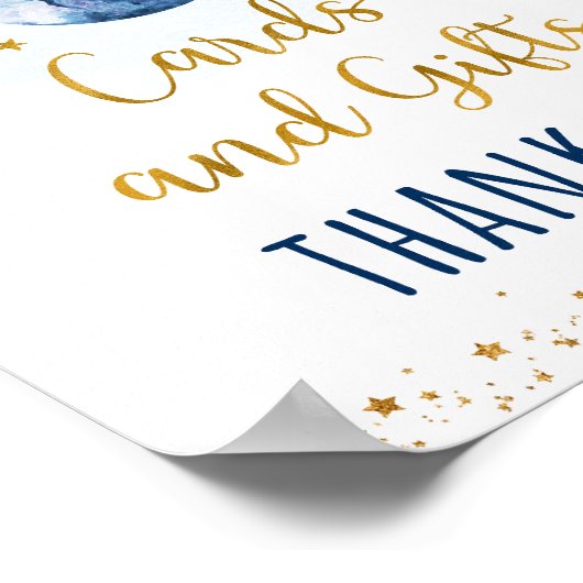 Space Blue Gold Kaarten en cadeauborden van zaterd Poster (Hoek)
