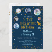 'Space Blue Gold' uit deze werelddag Kaart (Voorkant / Achterkant)