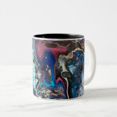 Space blue pouring tweekleurige koffiemok (Voorkant rechts)