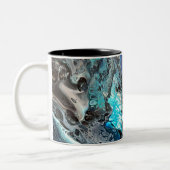 Space blue pouring tweekleurige koffiemok (Links)