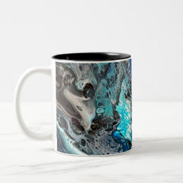 Space blue pouring tweekleurige koffiemok