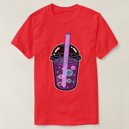 Space Boba Tea Bubble Tea Japans Anime Kawaii Cu T-shirt (Design voorkant)