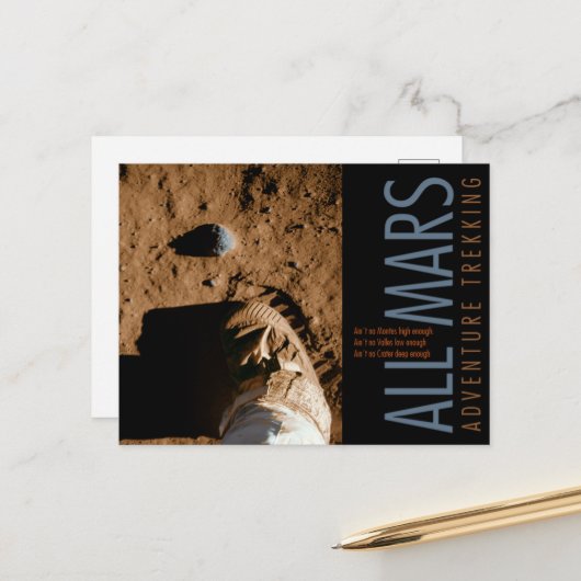 Space Boot Oranje Alle Mars Trekking Adventure Briefkaart (Voorkant / Achterkant in situ)