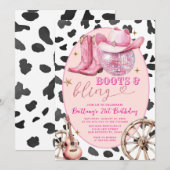 Space Boots en Bling Cowgirl 30ste verjaardag Kaart (Voorkant / Achterkant)