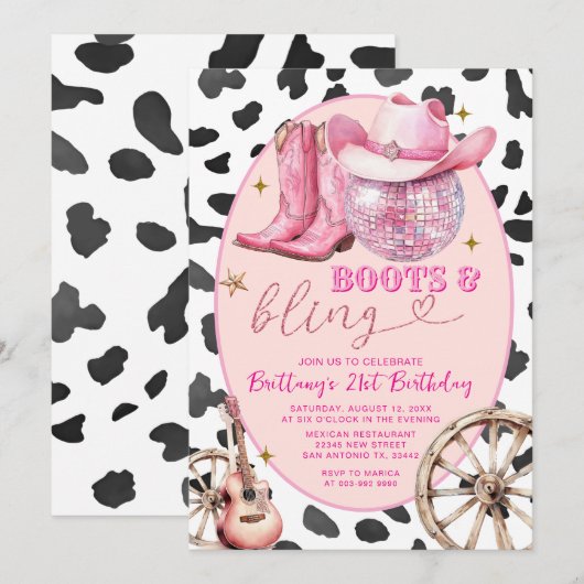 Space Boots en Bling Cowgirl 30ste verjaardag Kaart (Voorkant / Achterkant)