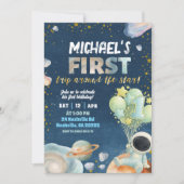 Space Boy 1ST Trip around the sun Birthday Invitat Kaart (Voorkant)