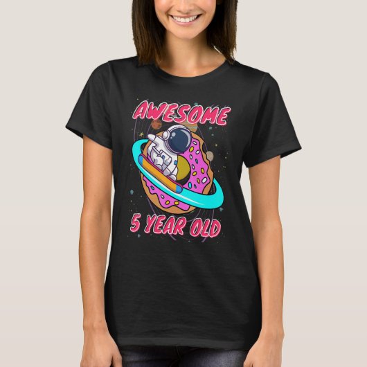 Space Boy Astronaut Geweldige op 5 jaar oude Birth T-shirt (Voorkant)
