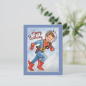  Space Boy Birthday Holiday Kaart (Staand voorkant)