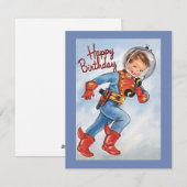  Space Boy Birthday Holiday Kaart (Voorkant / Achterkant)