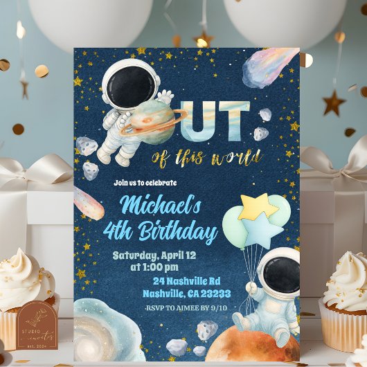 Space Boy Birthday Invitation Kaart