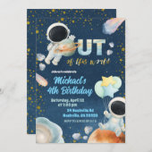 Space Boy Birthday Invitation Kaart (Voorkant / Achterkant)