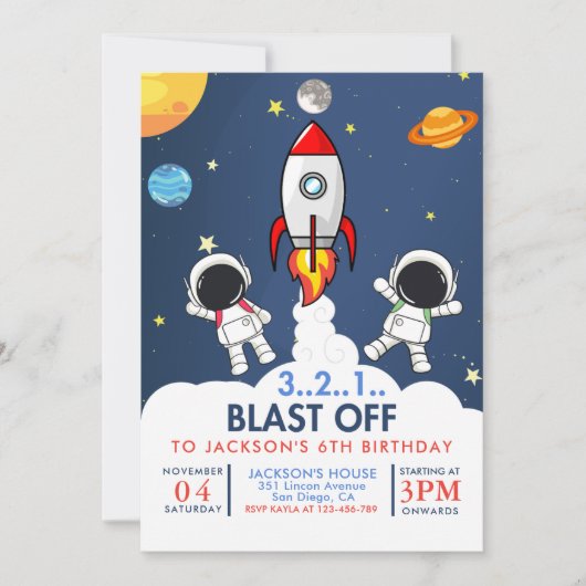 Space Boy Birthday Kaart (Voorkant)