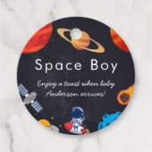 Space Boy Planets Schattige Astronaut Baby shower Bedankjes Labels (Voorkant)