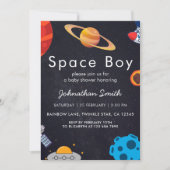 Space Boy Planets Schattige Astronaut Baby shower Kaart (Voorkant)