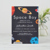 Space Boy Planets Schattige Astronaut Baby shower Kaart (Staand voorkant)