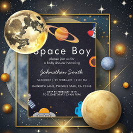 Space Boy Planets Schattige Astronaut Baby shower Kaart