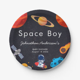 Space Boy Planets Schattige Astronaut Baby shower Papieren Bordje