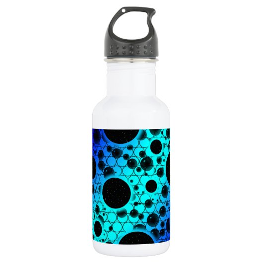 Space Bubble Spots - Cyaan/Blauw Waterfles (Voorkant)