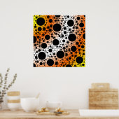 Space Bubble Spots - Geel/Oranje/Wit Poster (Keuken)