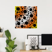 Space Bubble Spots - Geel/Oranje/Wit Poster (Thuiskantoor)