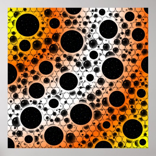 Space Bubble Spots - Geel/Oranje/Wit Poster (Voorkant)
