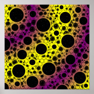 Space Bubble Spots - Geel/Paars Poster