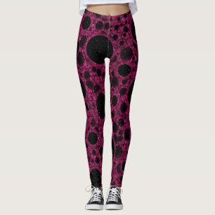 Space Bubble Spots - Glitter Fuchsia Leggings