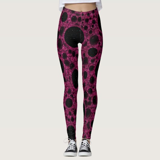 Space Bubble Spots - Glitter Fuchsia Leggings (Voorkant)