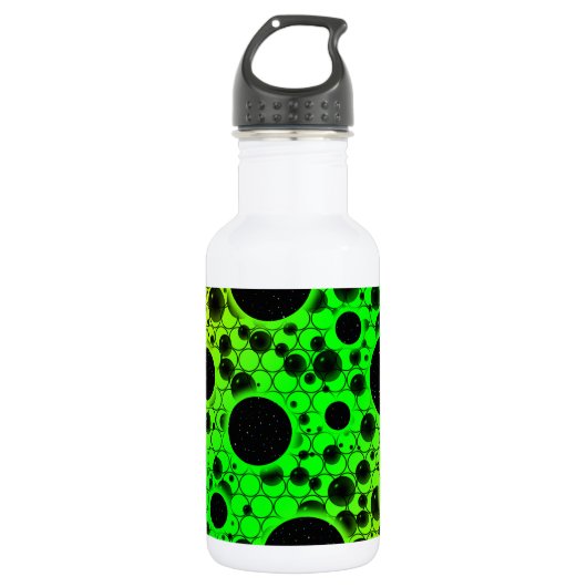 Space Bubble Spots - Groen/Lime Waterfles (Voorkant)