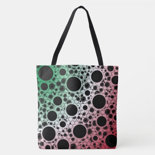 Space Bubble Spots - Groen/Wit/Rood Tote Bag (Voorkant)