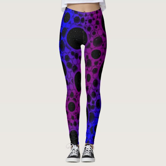 Space Bubble Spots - Paars/Blauw Leggings (Voorkant)