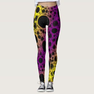 Space Bubble Spots - Paars/Geel Leggings