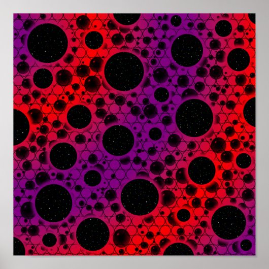 Space Bubble Spots - Paars/Rood Poster (Voorkant)