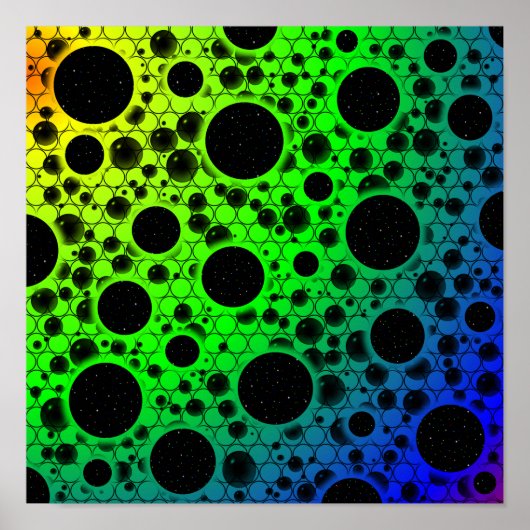 Space Bubble Spots - Rainbow OYGBP Poster (Voorkant)