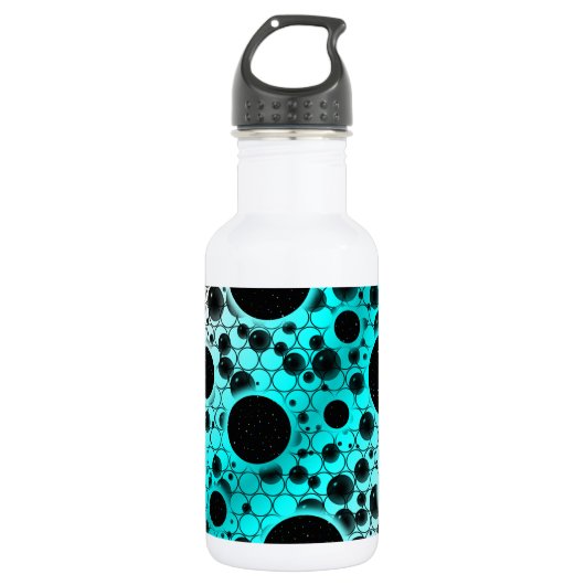 Space Bubble Spots - Wit/Cyaan Waterfles (Voorkant)
