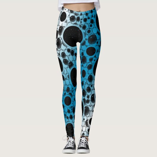 Space Bubble Spots - Wit/Luchtblauw Leggings (Voorkant)