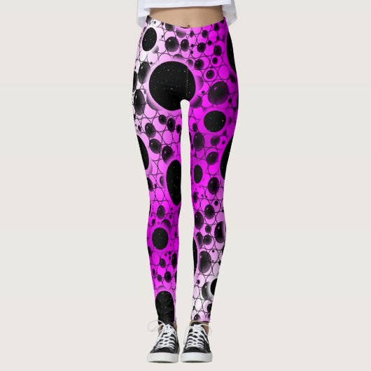 Space Bubble Spots - Wit/Roze Leggings (Voorkant)
