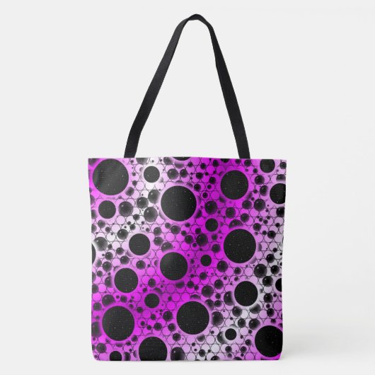 Space Bubble Spots - Wit/Roze Tote Bag (Voorkant)