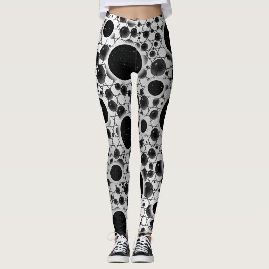 Space Bubble Spots - Wit/Zilver Leggings (Voorkant)