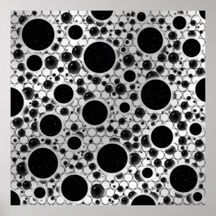Space Bubble Spots - Wit/Zilver Poster