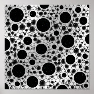 Space Bubble Spots - Wit/Zilver Poster