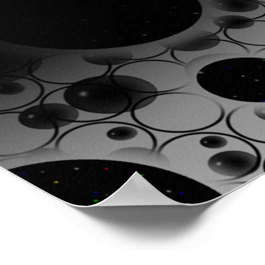 Space Bubble Spots - Wit/Zwart Poster (Hoek)