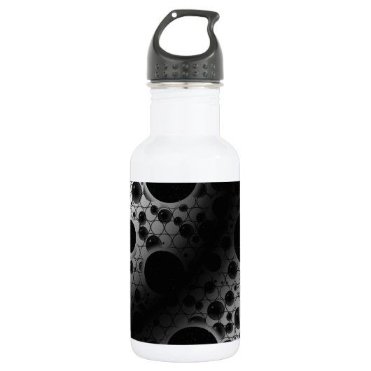Space Bubble Spots - Wit/Zwart Waterfles (Voorkant)
